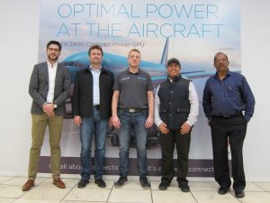 Photo showing Mr. Dsouza, Mr. Al Mazidi from Kuwait Airways to the right David Feuga, Claus Frydenlund Hansen and René Vang Sørensen (to the left)